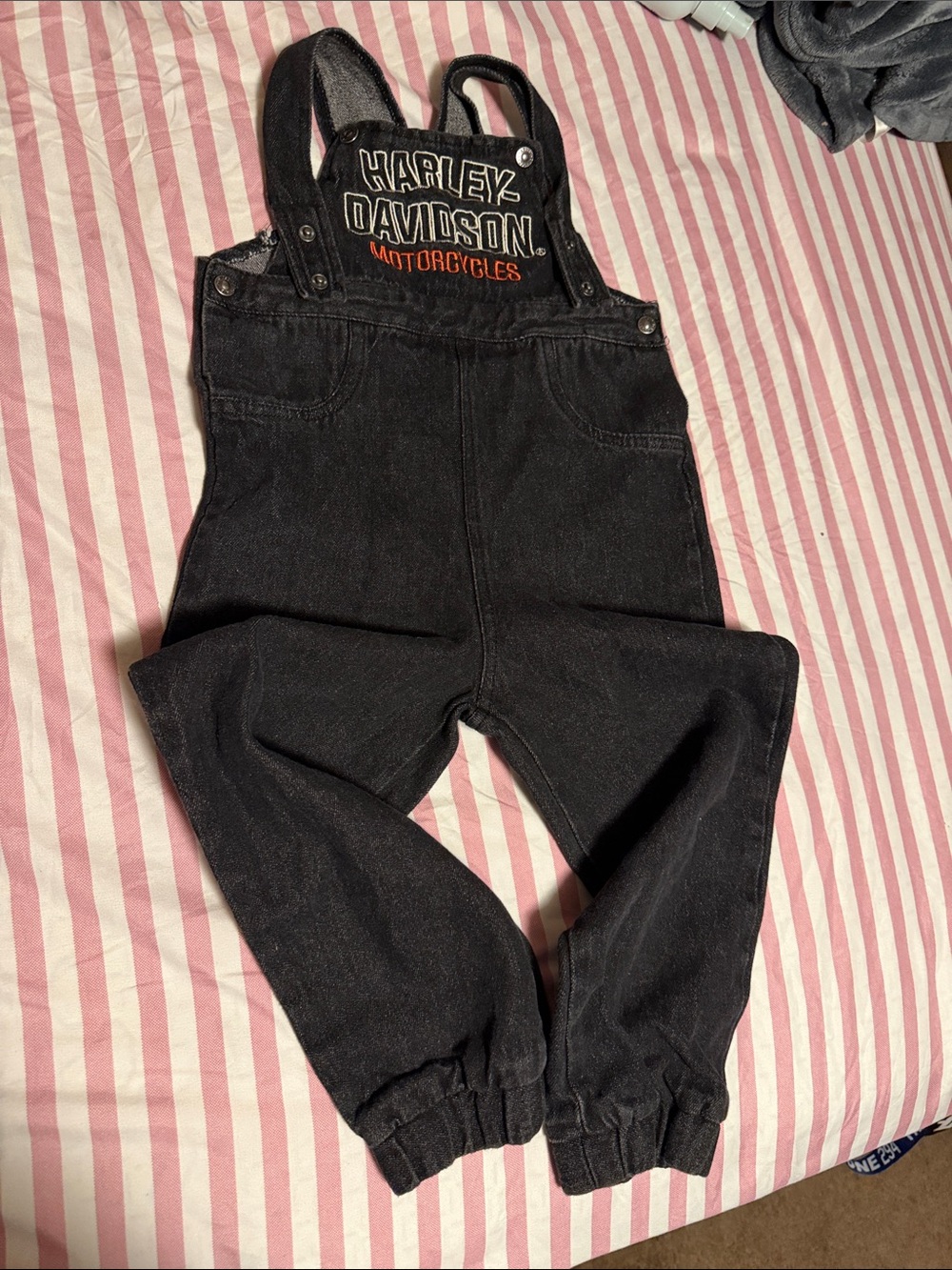 Harley-Davidson Black Kids Denim Overalls with Logo Bib